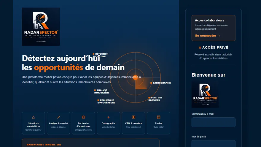 radarspector.fr home page